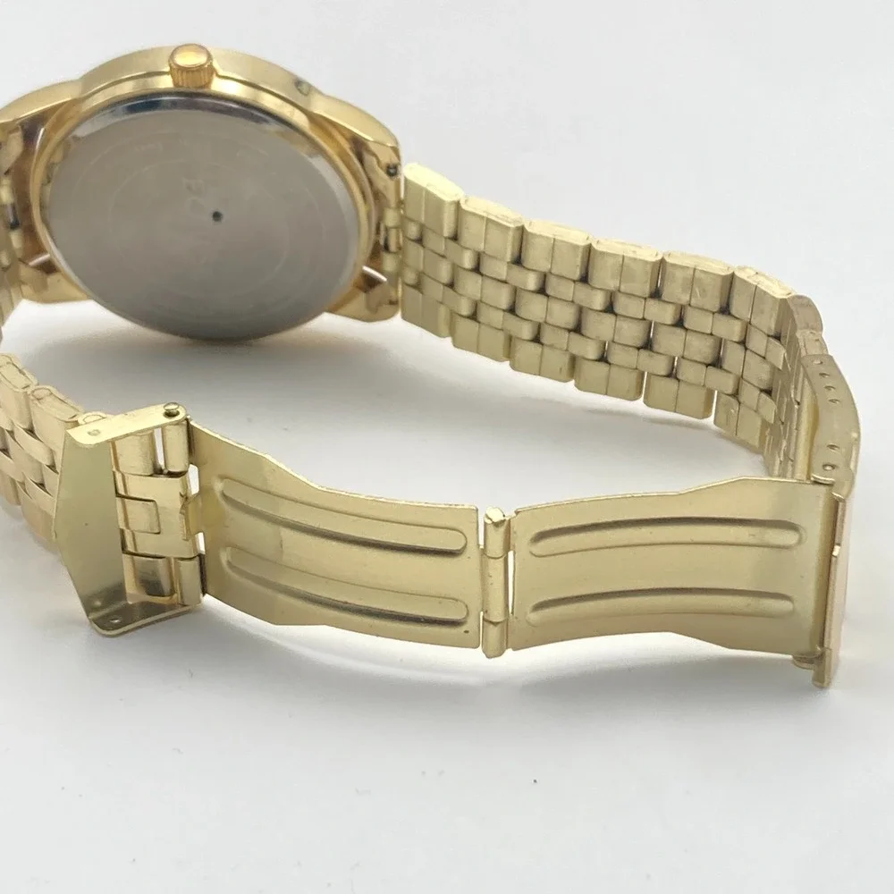 Eclipse Mens Watch 41mm Gold Tone Date Grey Dial 50M WR Classic New Battery 8